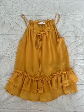 Ro & De Mustard Ruffle Tie-Front Camisole
